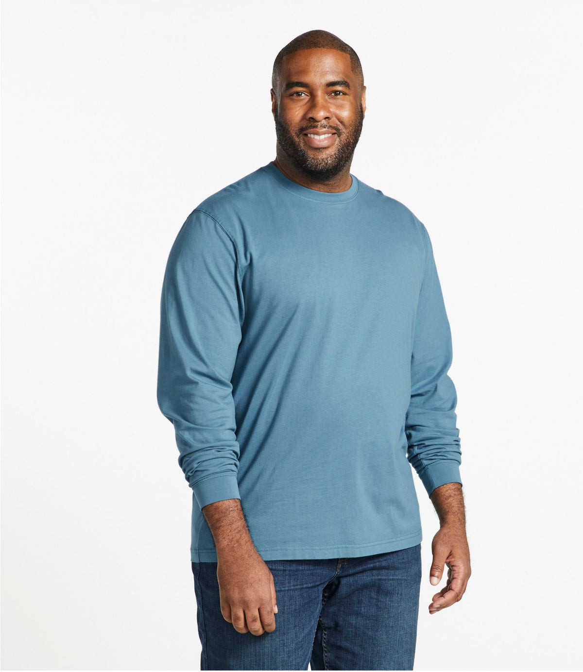 L.L.Bean Men's Carefree Unshrinkable Tee, Traditional Fit, Long-Sleeve Gray Heather