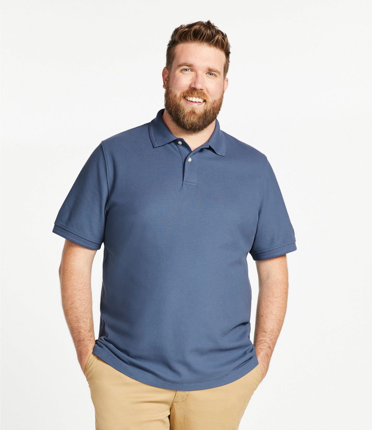 L.L.Bean Men's Premium Double L® Polo, Banded Short-Sleeve Without Pocket Juniper