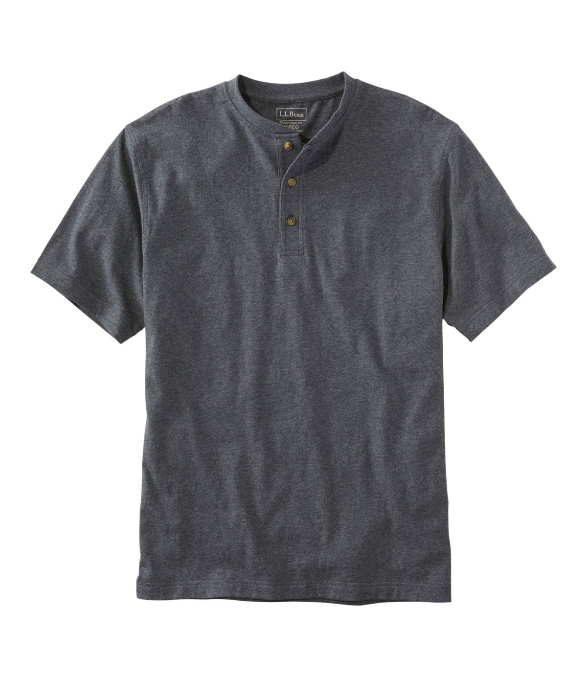 L.L.Bean Men's Carefree Unshrinkable Tee, Traditional Fit, Henley Charcoal Heather