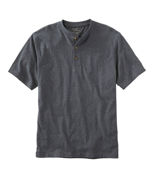 L.L.Bean Men's Carefree Unshrinkable Tee, Traditional Fit, Henley Charcoal Heather