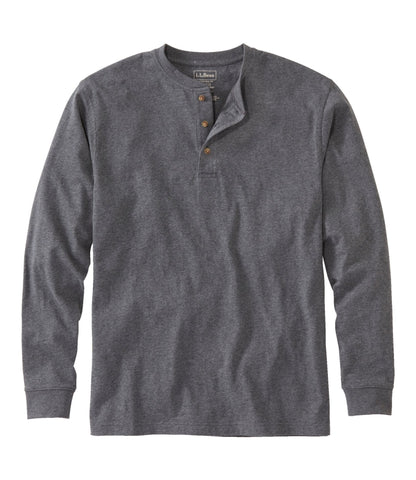 L.L.Bean Men's Carefree Unshrinkable Tee, Traditional Fit, Long-Sleeve Henley Charcoal Heather