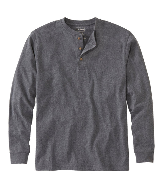 L.L.Bean Men's Carefree Unshrinkable Tee, Traditional Fit, Long-Sleeve Henley Charcoal Heather