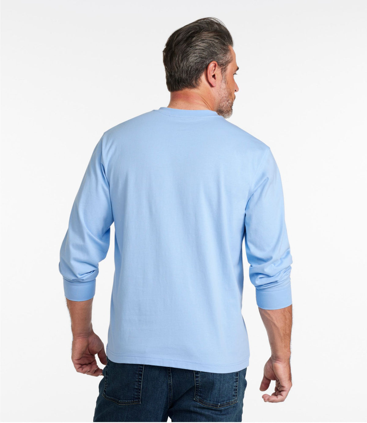 L.L.Bean Men's Carefree Unshrinkable Tee, Traditional Fit, Long-Sleeve Henley Charcoal Heather
