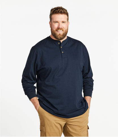 L.L.Bean Men's Carefree Unshrinkable Tee, Traditional Fit, Long-Sleeve Henley Charcoal Heather