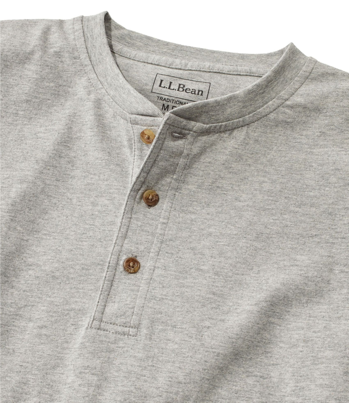 L.L.Bean Men's Carefree Unshrinkable Tee, Traditional Fit, Long-Sleeve Henley Charcoal Heather