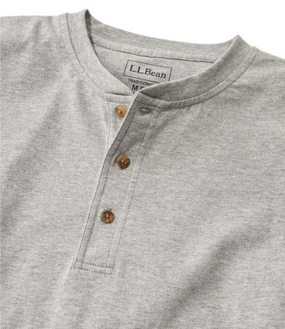 L.L.Bean Men's Carefree Unshrinkable Tee, Traditional Fit, Long-Sleeve Henley Charcoal Heather