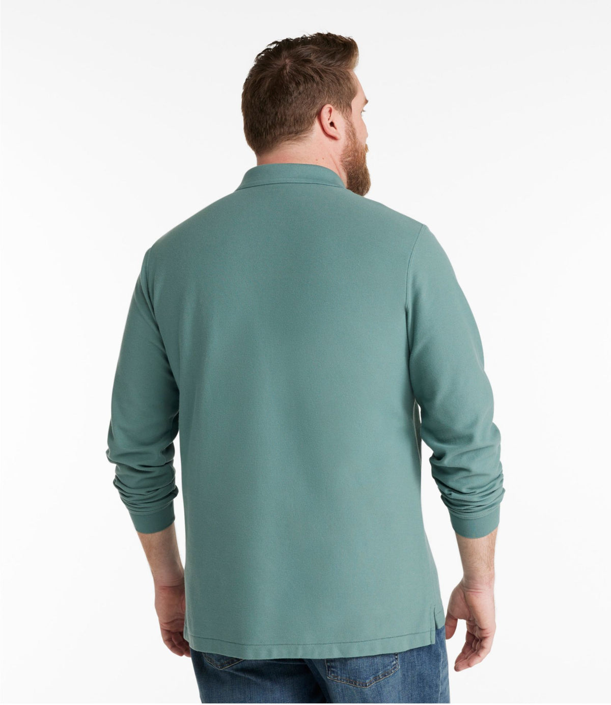 L.L.Bean Men's Premium Double L® Polo, Long-Sleeve Without Pocket Atlantic Blue