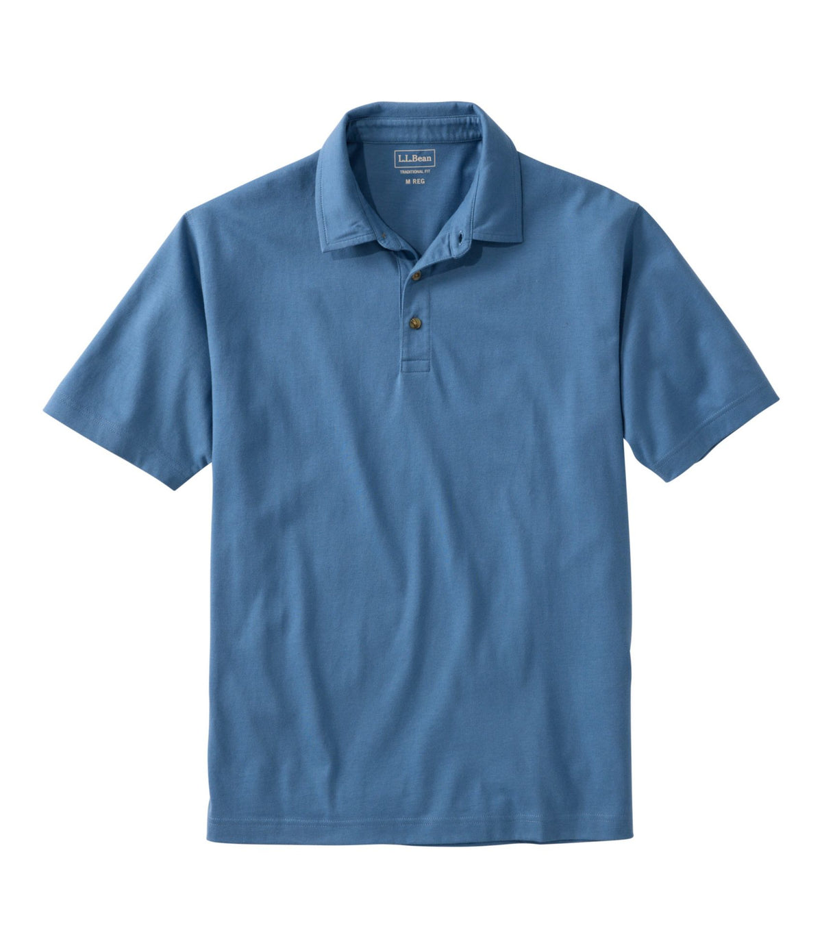 L.L.Bean Men's Carefree Unshrinkable Polo, Short-Sleeve, Without Pocket Delta Blue
