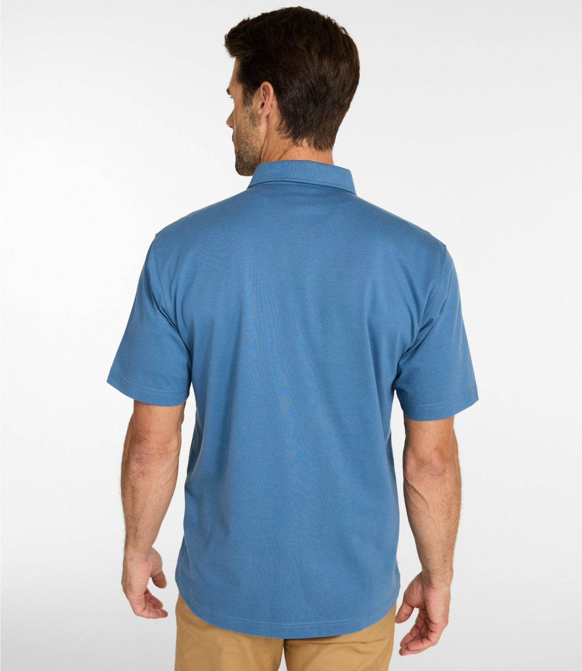 L.L.Bean Men's Carefree Unshrinkable Polo, Short-Sleeve, Without Pocket Delta Blue