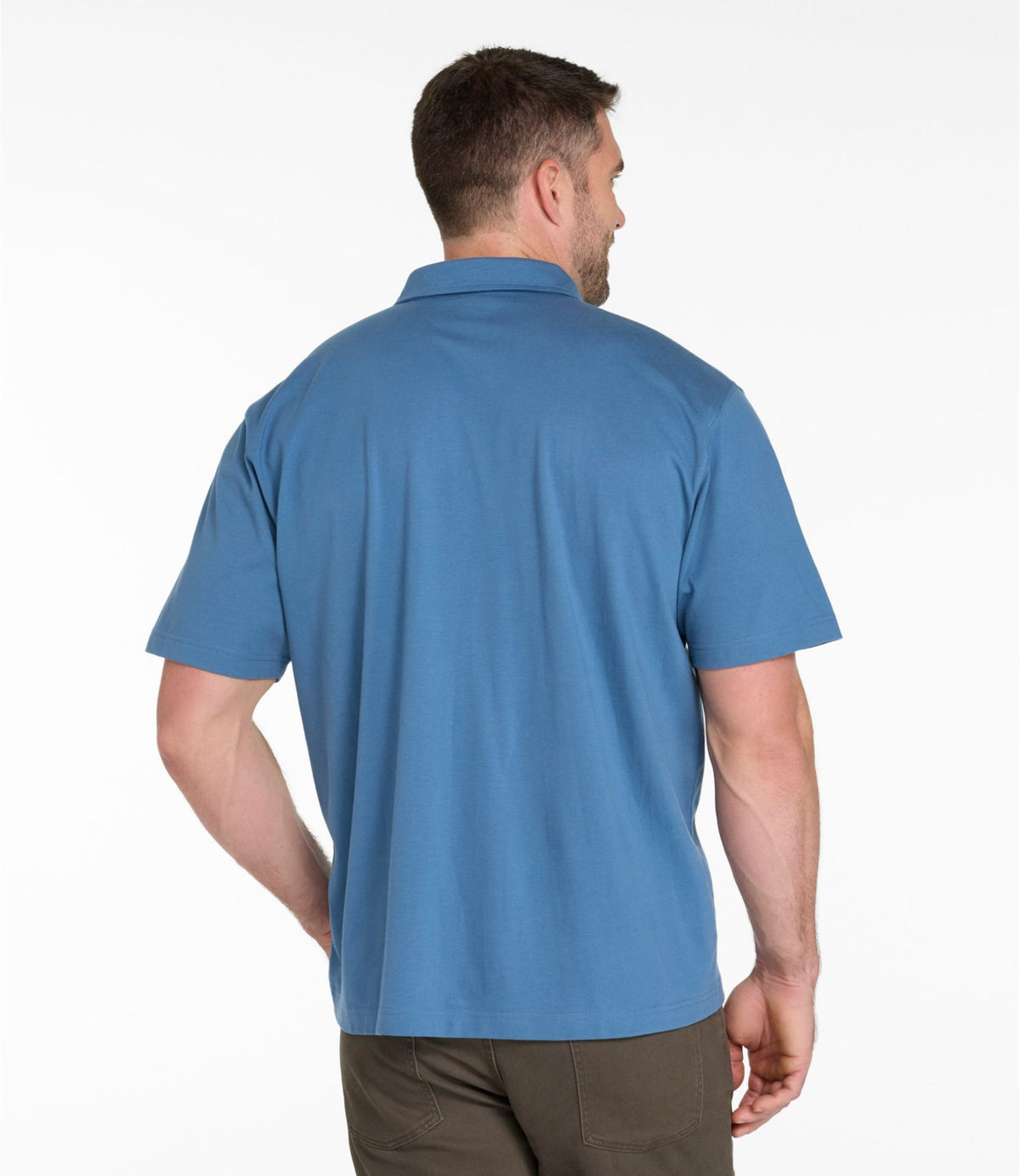 L.L.Bean Men's Carefree Unshrinkable Polo, Short-Sleeve, Without Pocket Delta Blue