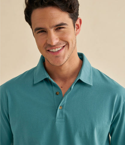 L.L.Bean Men's Carefree Unshrinkable Polo, Short-Sleeve, Without Pocket Delta Blue