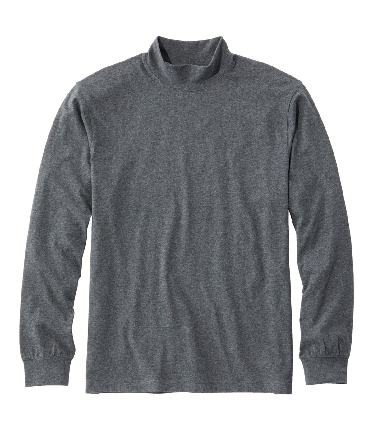 L.L.Bean Men's Carefree Unshrinkable Mockneck Shirt Charcoal Heather