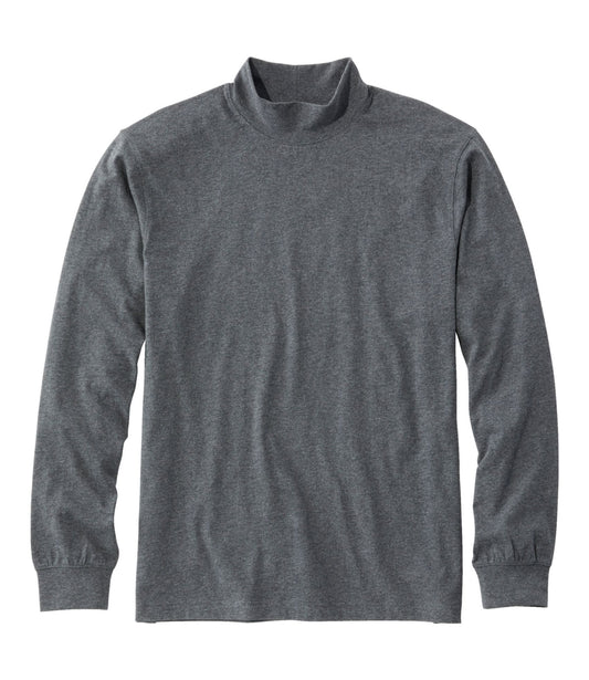 L.L.Bean Men's Carefree Unshrinkable Mockneck Shirt Charcoal Heather