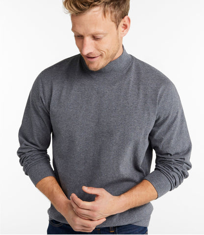 L.L.Bean Men's Carefree Unshrinkable Mockneck Shirt Charcoal Heather
