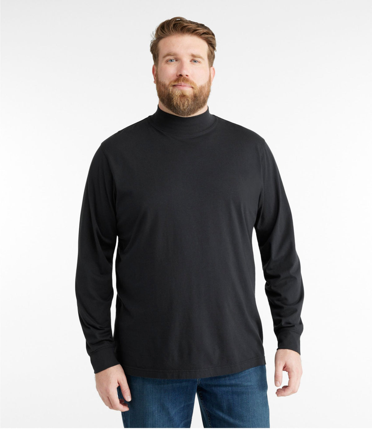 L.L.Bean Men's Carefree Unshrinkable Mockneck Shirt Charcoal Heather