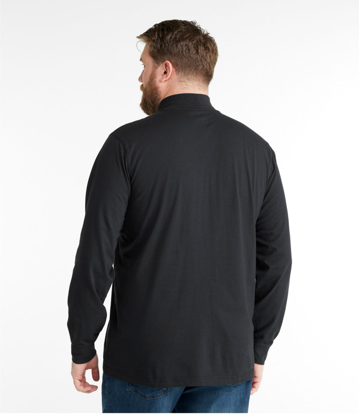 L.L.Bean Men's Carefree Unshrinkable Mockneck Shirt Charcoal Heather