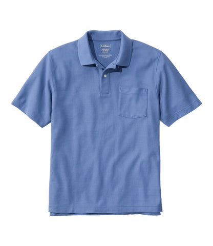 L.L.Bean Men's Premium Double L® Polo, Hemmed Short-Sleeve with Pocket Atlantic Blue