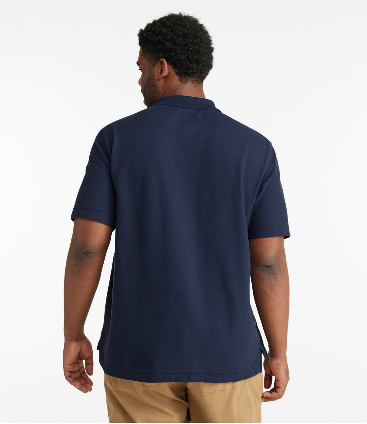 L.L.Bean Men's Premium Double L® Polo, Hemmed Short-Sleeve with Pocket Atlantic Blue
