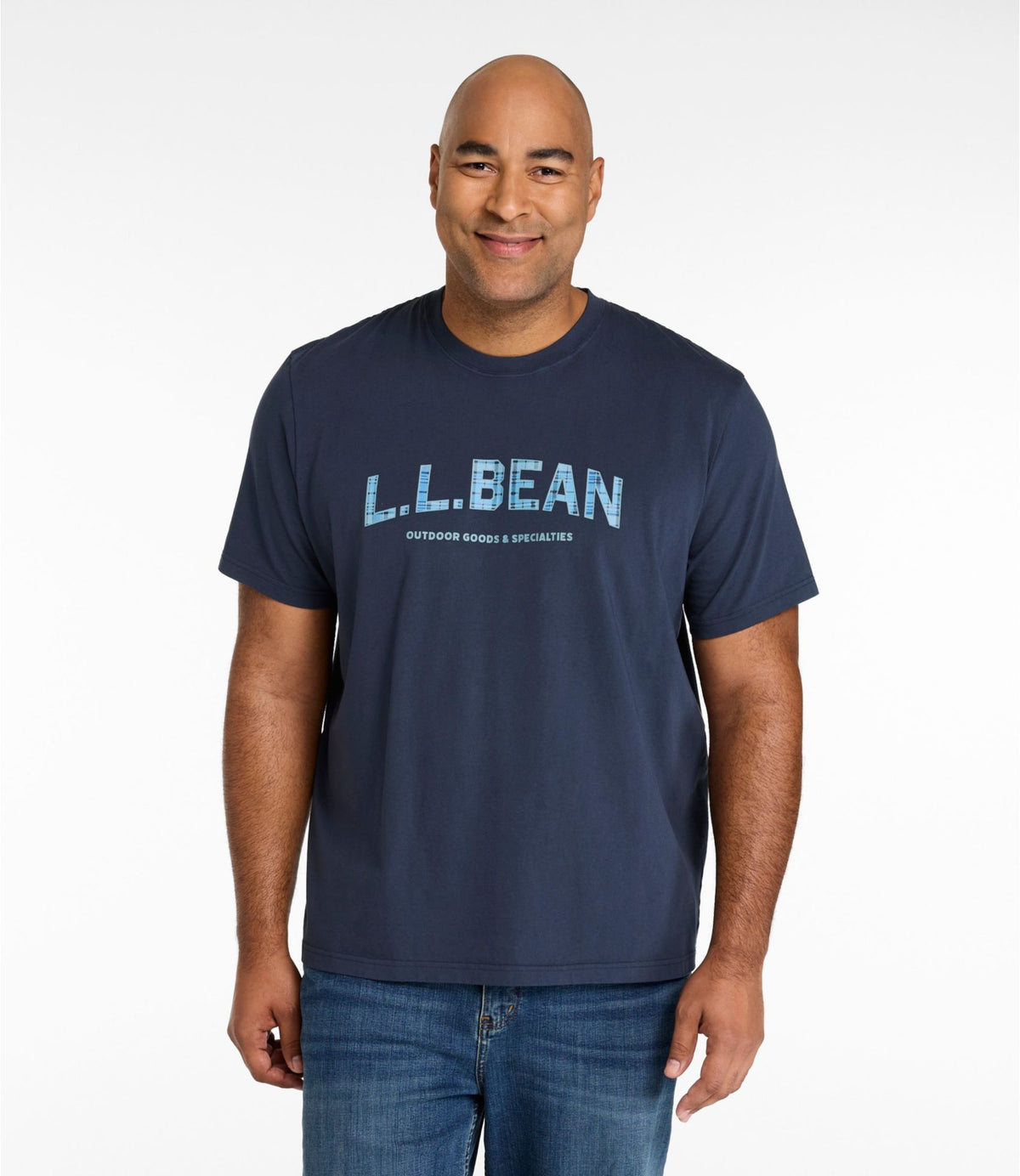 L.L.Bean Men's Sunwashed Tee, Short-Sleeve, Graphic Classic Navy Logo