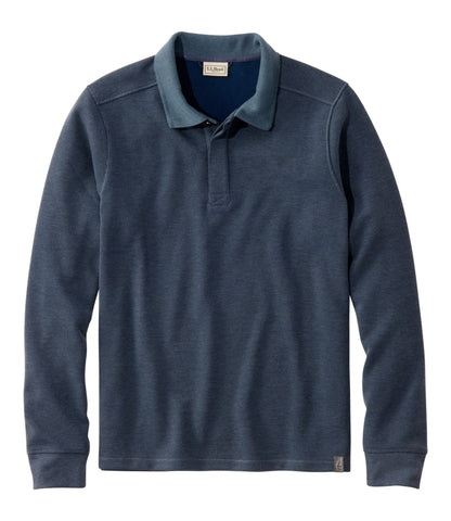 L.L.Bean Men's Mountainside Micro Waffle Polo, Long-Sleeve Carbon Navy