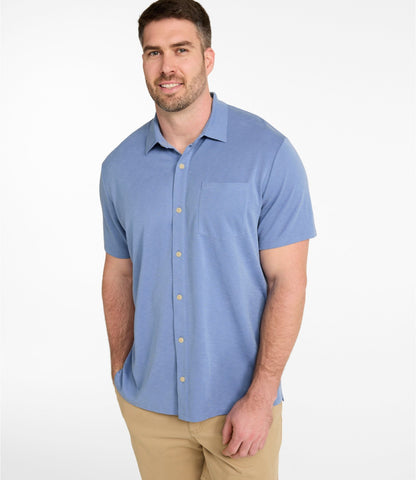 L.L.Bean Men's Sunwashed Ultrasoft Button-Front Shirt, Short-Sleeve Deep Lake