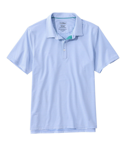 L.L.Bean Men's Comfort Stretch Performance® Party Polo, Slightly Fitted, Short-Sleeve, Stripe Clear Water