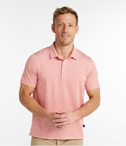 L.L.Bean Men's Comfort Stretch Performance® Party Polo, Slightly Fitted, Short-Sleeve, Stripe Clear Water