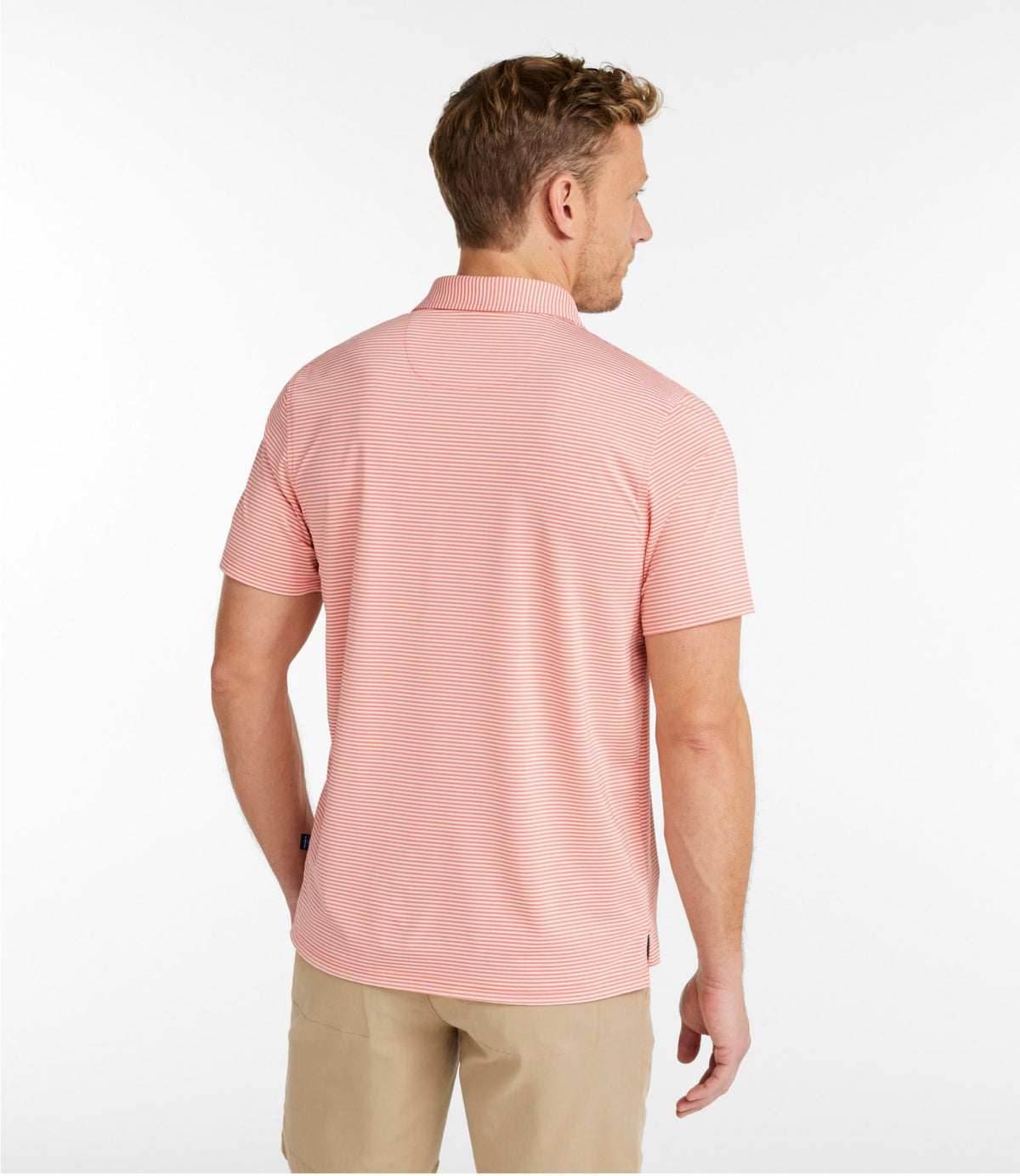 L.L.Bean Men's Comfort Stretch Performance® Party Polo, Slightly Fitted, Short-Sleeve, Stripe Clear Water