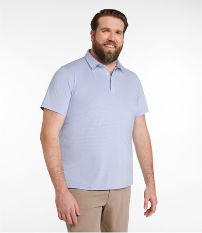 L.L.Bean Men's Comfort Stretch Performance® Party Polo, Slightly Fitted, Short-Sleeve, Stripe Clear Water