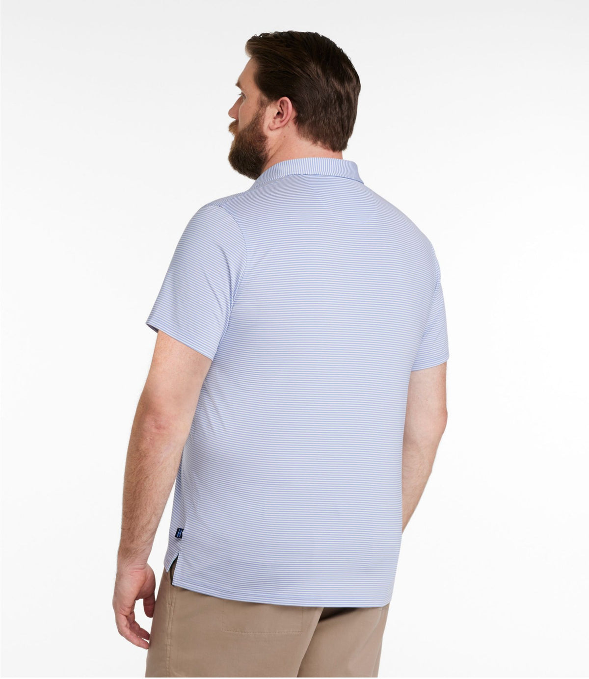 L.L.Bean Men's Comfort Stretch Performance® Party Polo, Slightly Fitted, Short-Sleeve, Stripe Clear Water
