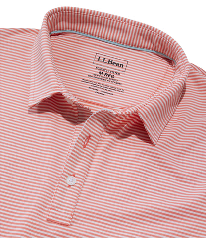 L.L.Bean Men's Comfort Stretch Performance® Party Polo, Slightly Fitted, Short-Sleeve, Stripe Clear Water
