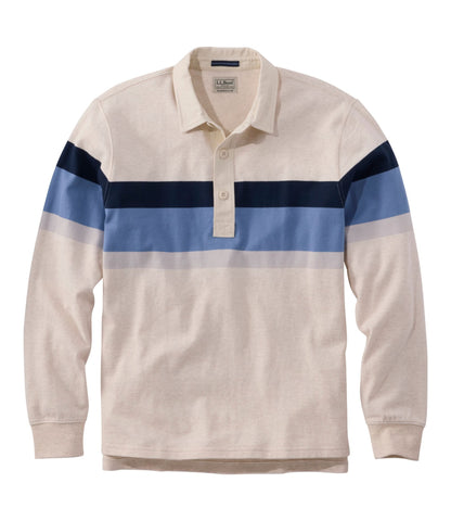 L.L.Bean Men's Bean's Vintage Soft Rugby, Chest Stripe Oatmeal Heather