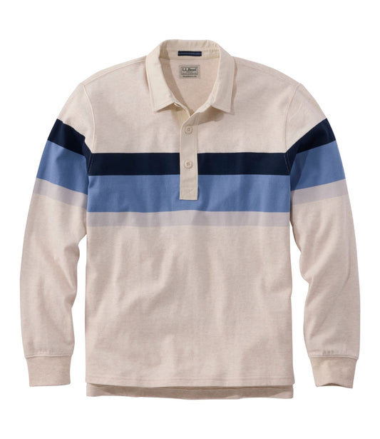 L.L.Bean Men's Bean's Vintage Soft Rugby, Chest Stripe Oatmeal Heather