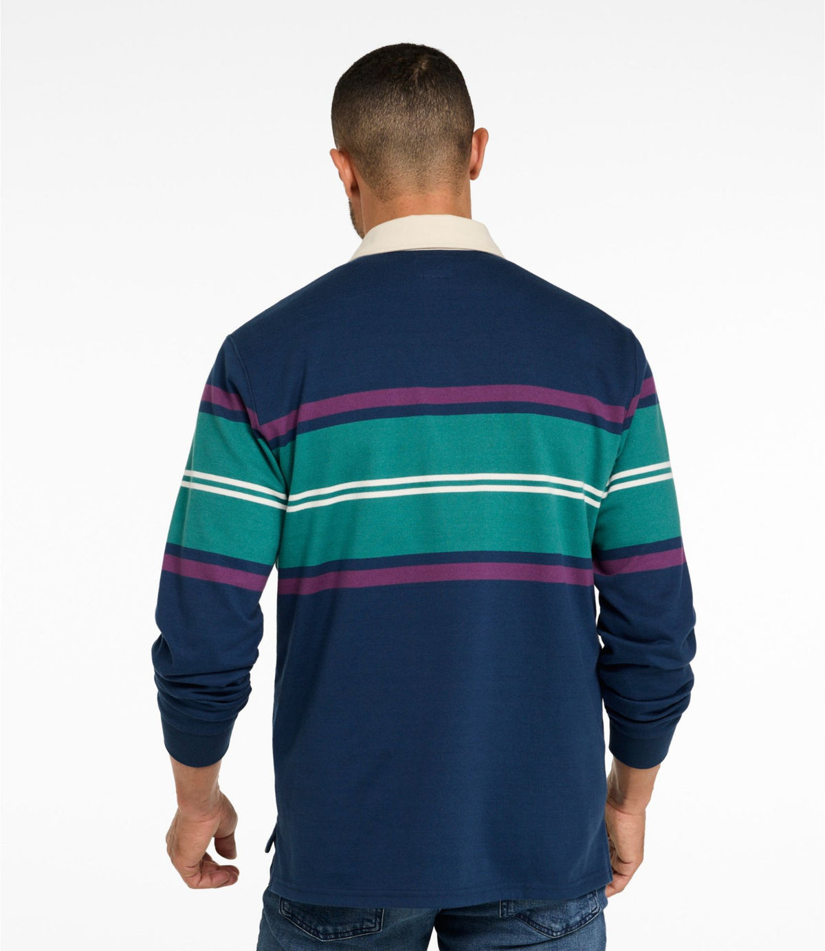 L.L.Bean Men's Bean's Vintage Soft Rugby, Chest Stripe Oatmeal Heather