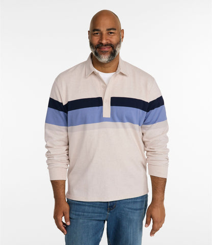 L.L.Bean Men's Bean's Vintage Soft Rugby, Chest Stripe Oatmeal Heather