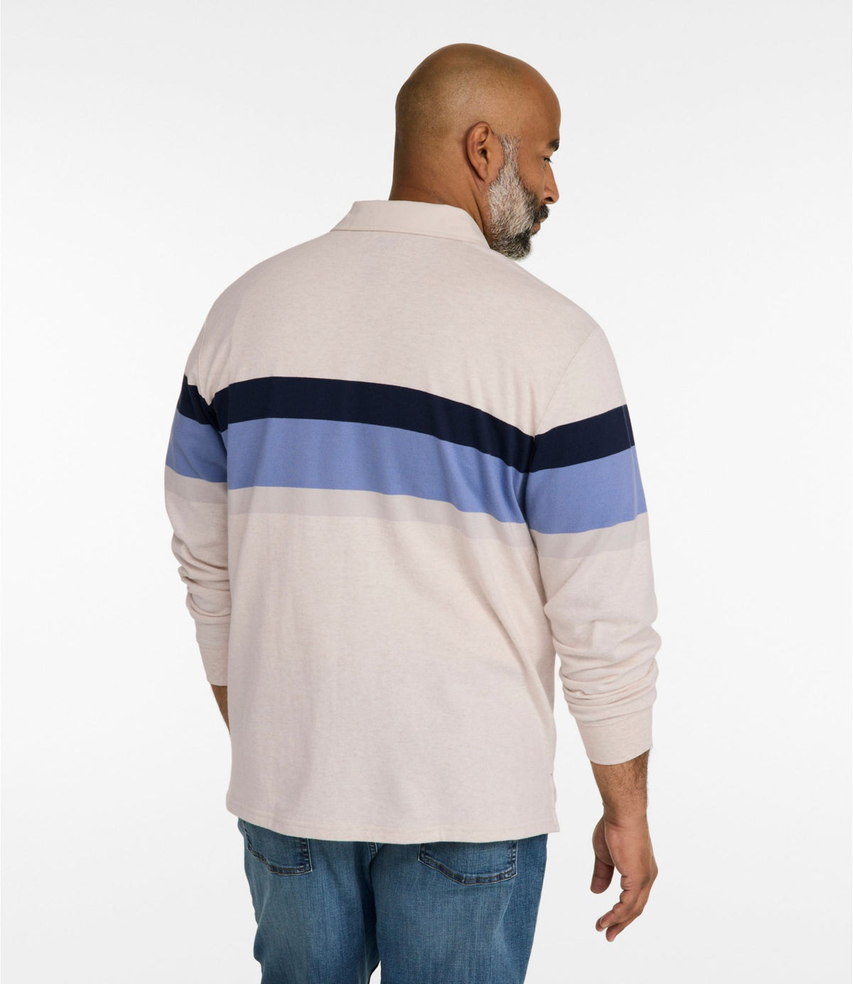 L.L.Bean Men's Bean's Vintage Soft Rugby, Chest Stripe Oatmeal Heather