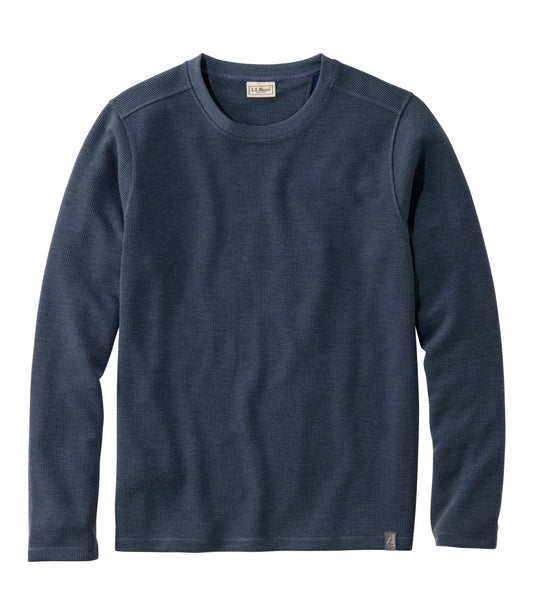 L.L.Bean Men's Mountainside Micro Waffle Crew Carbon Navy