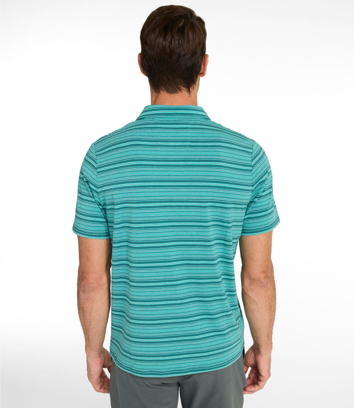L.L.Bean Men's Everyday SunSmart® Polo 2.0, Short-Sleeve Stripe Dark Bronze Stripe