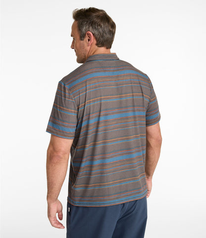 L.L.Bean Men's Everyday SunSmart® Polo 2.0, Short-Sleeve Stripe Dark Bronze Stripe