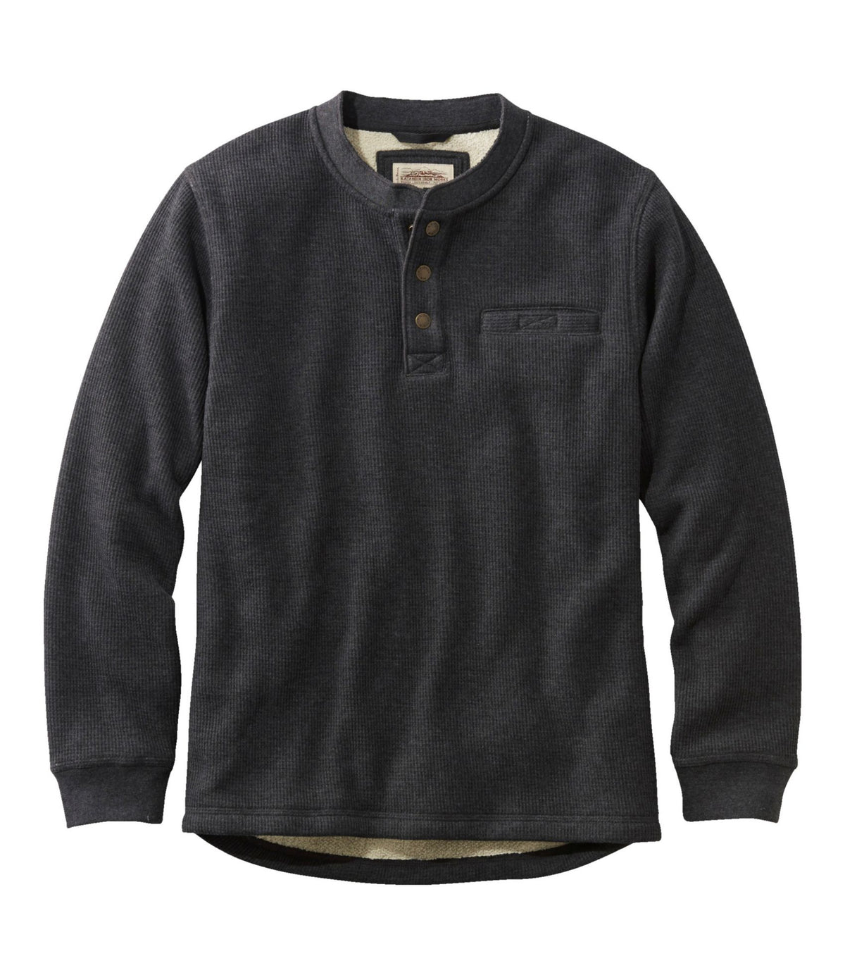 L.L.Bean Men's Katahdin Iron Works® Bonded Waffle Fleece Henley Charcoal Heather