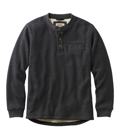 L.L.Bean Men's Katahdin Iron Works® Bonded Waffle Fleece Henley Charcoal Heather