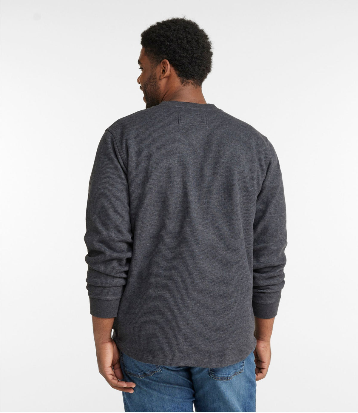 L.L.Bean Men's Katahdin Iron Works® Bonded Waffle Fleece Henley Charcoal Heather