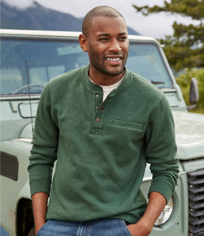 L.L.Bean Men's Katahdin Iron Works® Bonded Waffle Fleece Henley Charcoal Heather