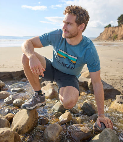 L.L.Bean Men's Everyday SunSmart® Tee, Short-Sleeve, Logo Dark Charcoal/Peakscape