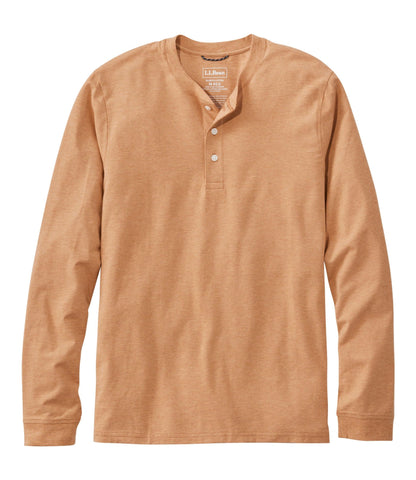 L.L.Bean Men's Comfort Stretch Performance® Pima Tee, Long-Sleeve Henley Barley Heather