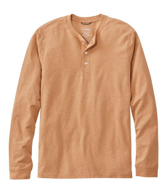 L.L.Bean Men's Comfort Stretch Performance® Pima Tee, Long-Sleeve Henley Barley Heather