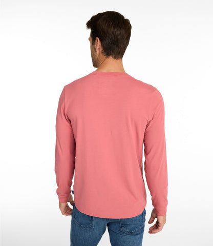 L.L.Bean Men's Comfort Stretch Performance® Pima Tee, Long-Sleeve Henley Barley Heather