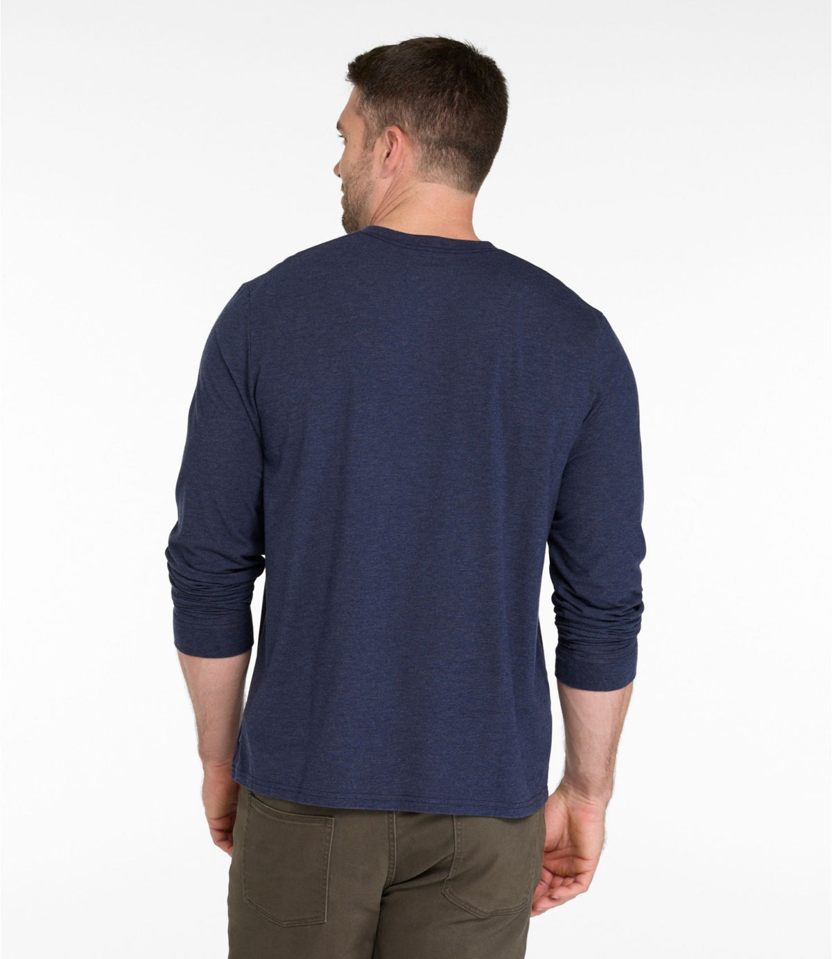 L.L.Bean Men's Comfort Stretch Performance® Pima Tee, Long-Sleeve Henley Barley Heather