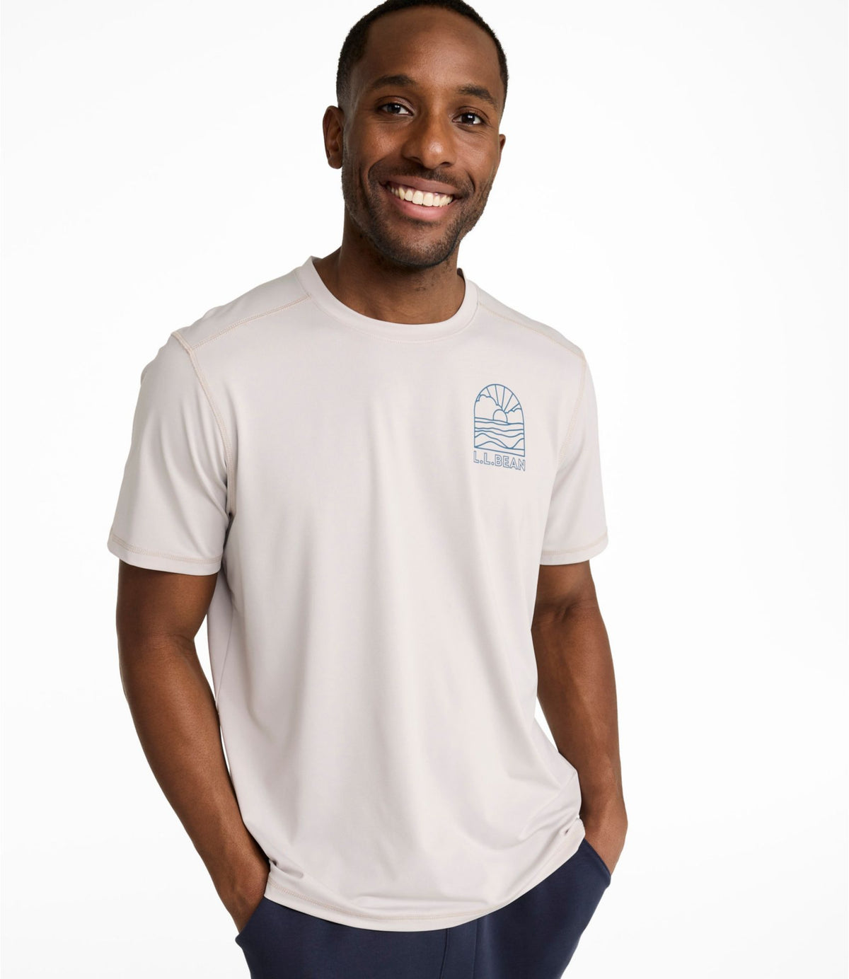 L.L.Bean Men's Bold Coast Lifestyle Tee, Short-Sleeve Graphic Pewter/Sunrise