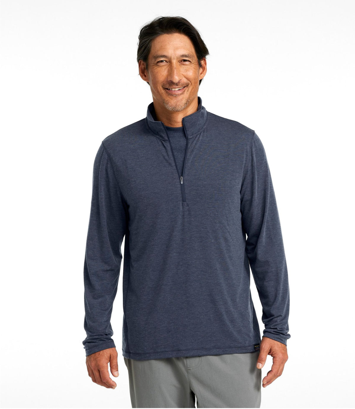 L.L.Bean Men's Everyday SunSmart® Tee, Long-Sleeve Quarter-Zip Carbon Navy